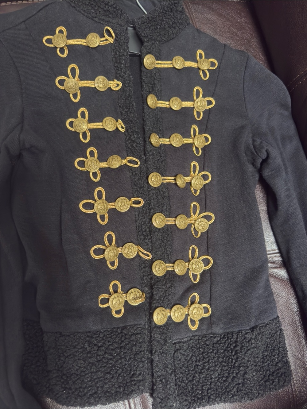 Denim & Supply Ralph Lauren Black Military-Style Blazer with Gold Trim